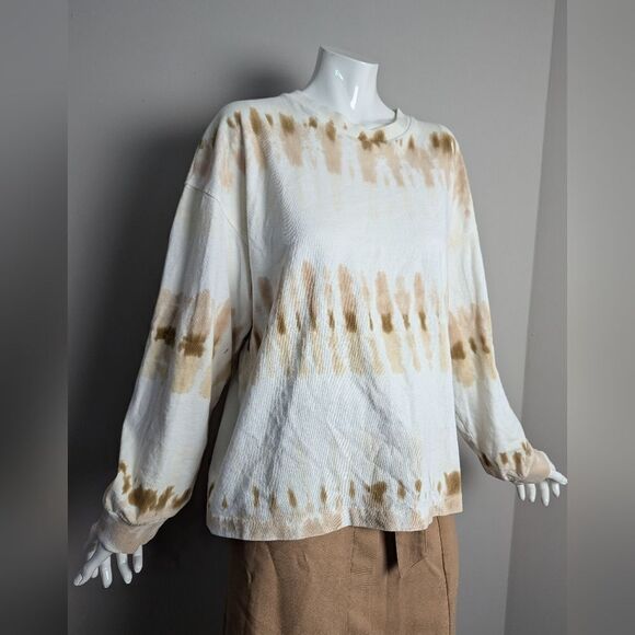Oversized Long Sleeve Sweatshirt Citizens of Humanity tie dye white brown S - Picture 2 of 9